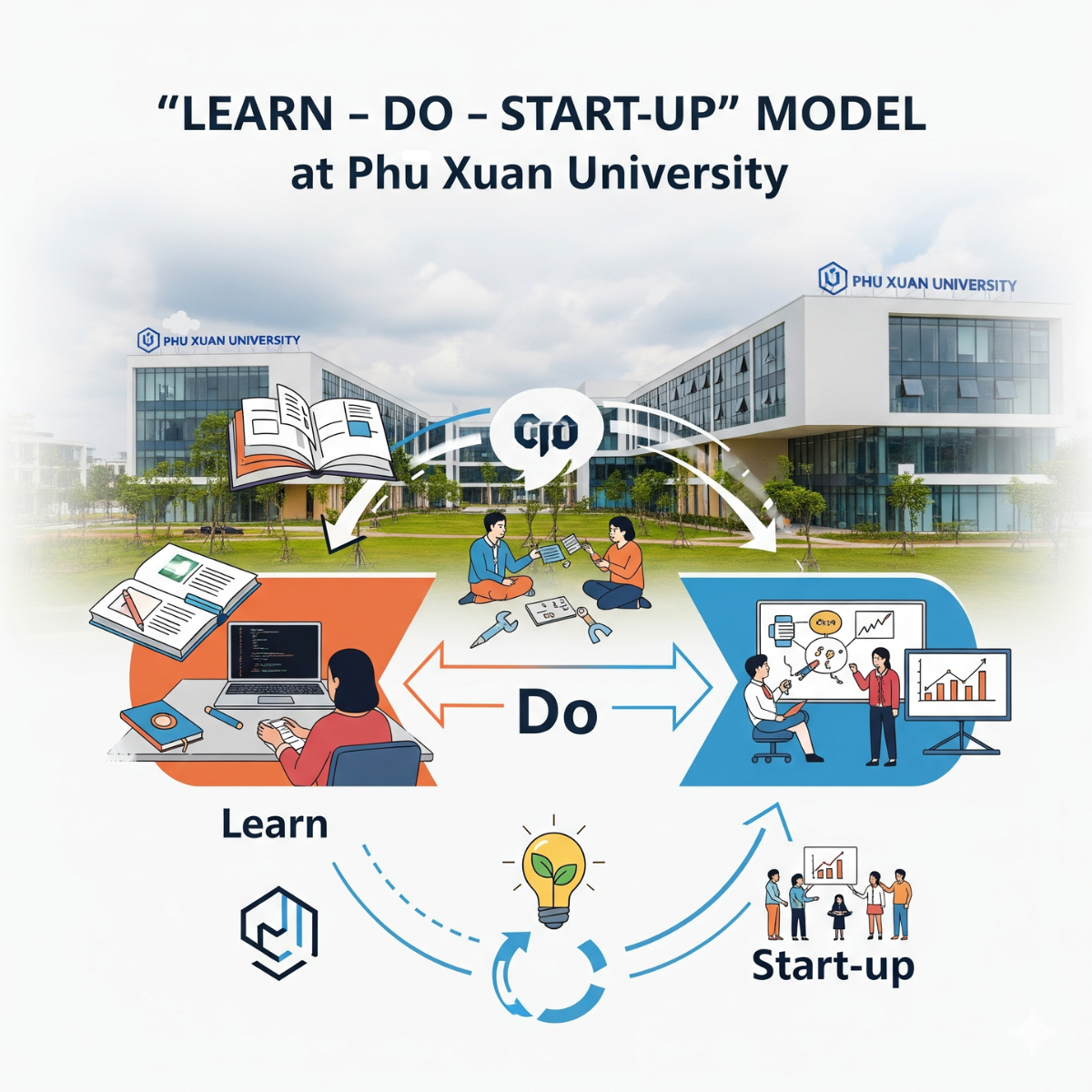 Mô hình “Học – Làm – Khởi nghiệp” tại Trường Đại học Phú Xuân cho sinh viên thế hệ mới